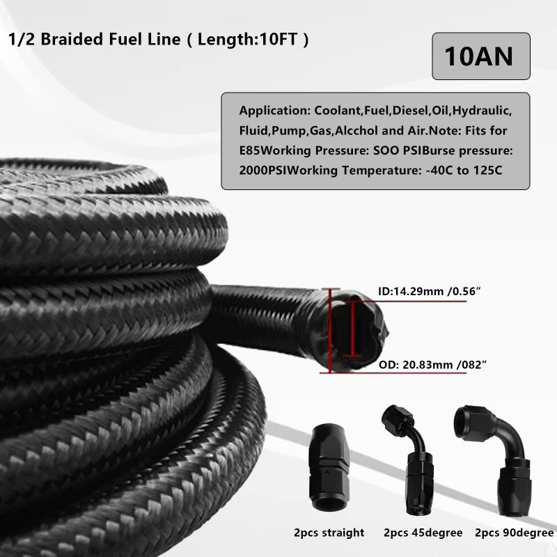BAGARAATAN 10AN Baffled Oil Catch Can Breather Can with Drain Valve 750ML Bundle and 10FT 10AN 5/8'' Fuel Line Fitting Kit Nylon Braided CPE Oil Hose - Image 3